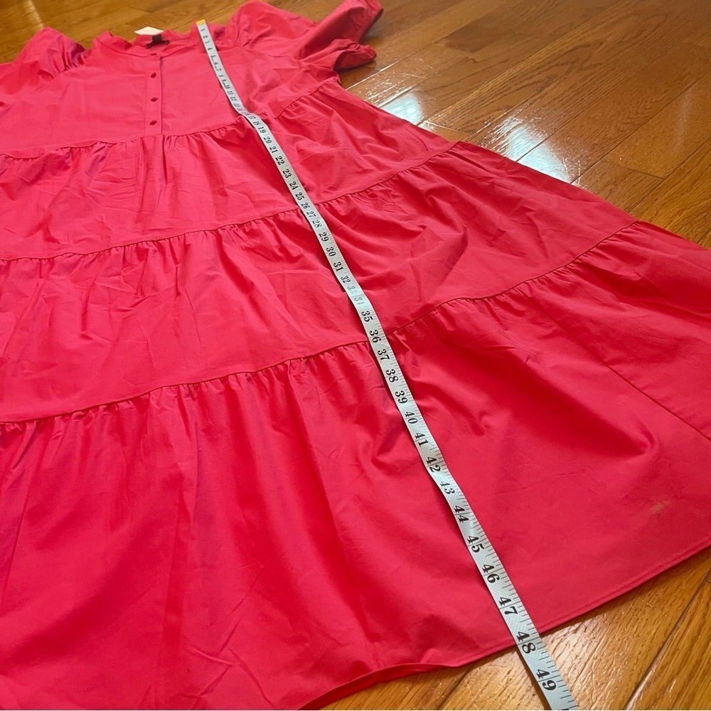 Ann Taylor Loose Fit Tiered Voluminous Maxi Cotton Blend Dress Fuchsia Sz XL - Picture 9 of 11